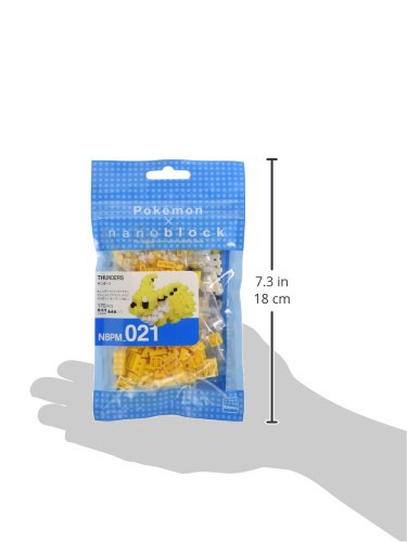 Nanoblock Jolteon Pokémon palm-size display piece fits shelves.