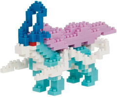 Nanoblock Suicune model closeup highlights intricate details for display.