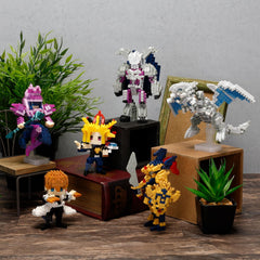 Nanoblock Yu-Gi-Oh Yami Yugi diorama display option for desk or shelf.