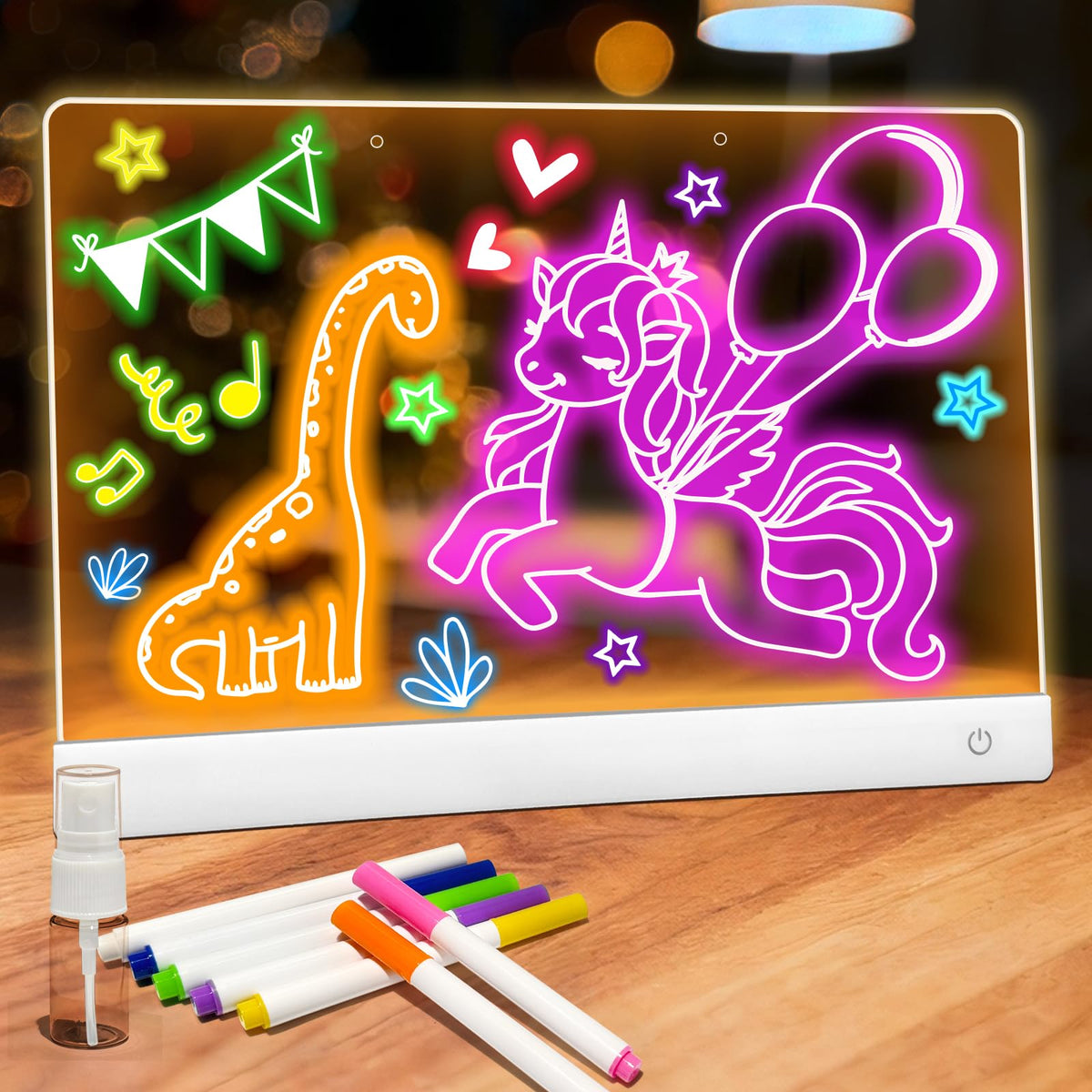 NanoMin rechargeable LED drawing board with 11 colors for vibrant notes and doodles