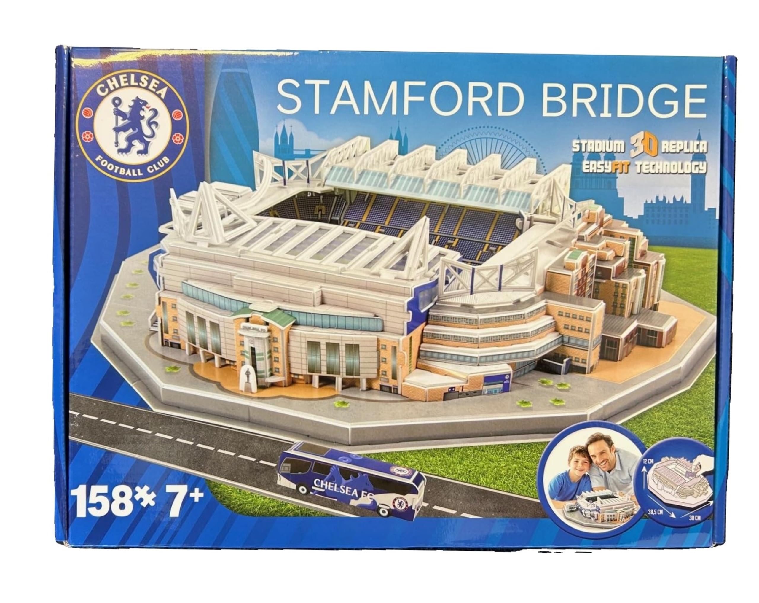 Nanostad Chelsea Stamford Bridge 3D puzzle—easy to assemble and display