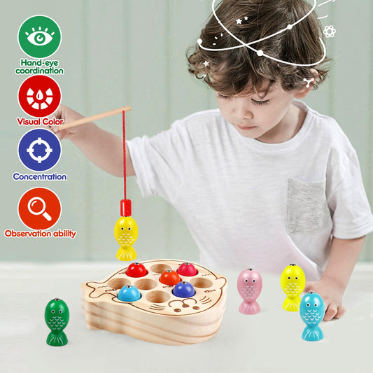 NAODONGLI colorful fish pieces promote color recognition and sorting during play.