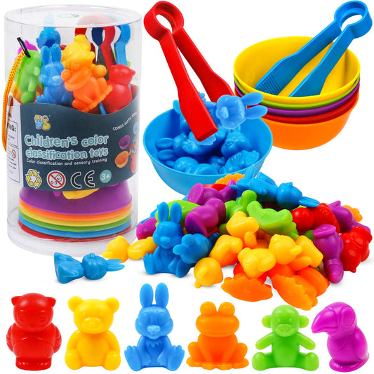 NAODONGLI counting color sorting toy animals – vibrant animal pieces to boost early math and color recognition