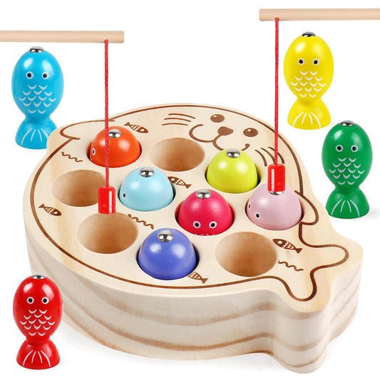 NAODONGLI seal-base wooden fishing game invites imaginative play and skill-building.