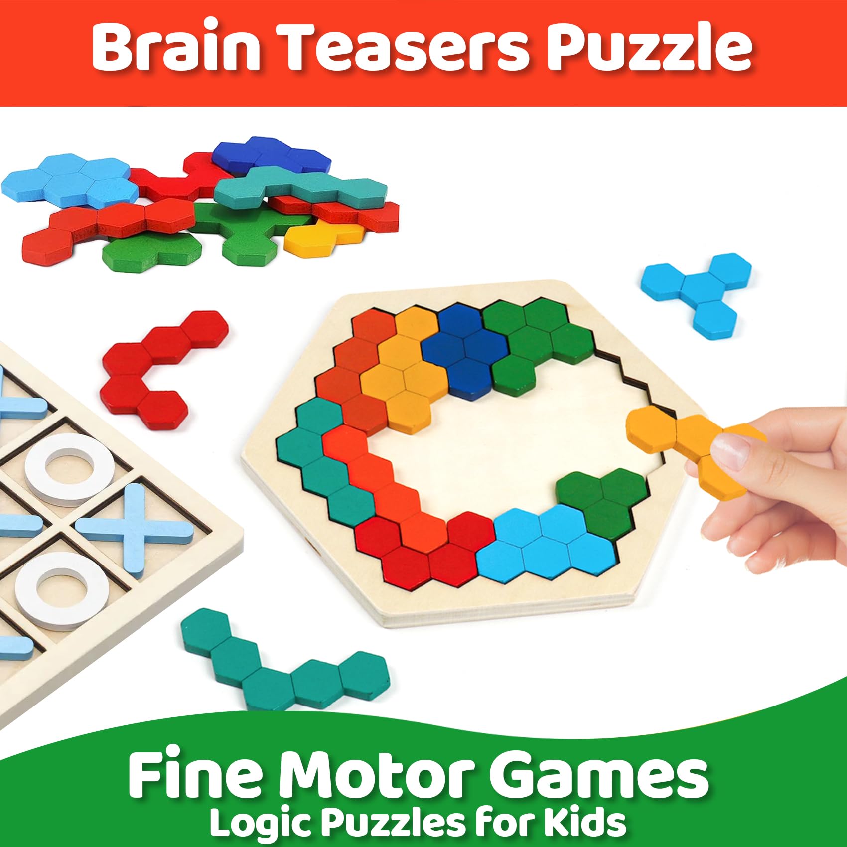 NAODONGLI wooden blocks puzzles offer logic challenges to improve concentration.
