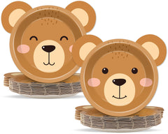 Naozinebi bear paper plates pack adds playful charm to baby showers and birthdays.