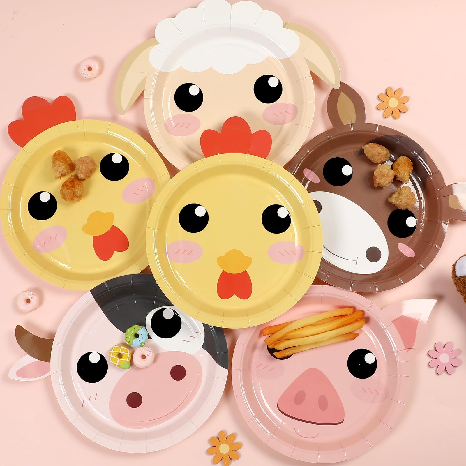 Naozinebi chicken-shaped plates adding whimsy to farm parties