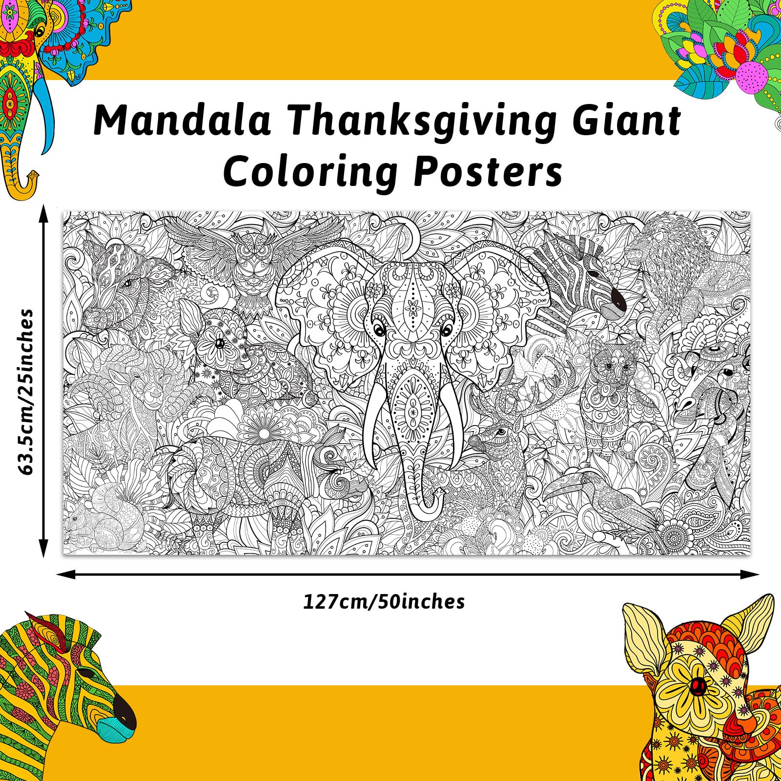 Naozinebi giant mandala fawn poster inspires gentle coloring sessions.