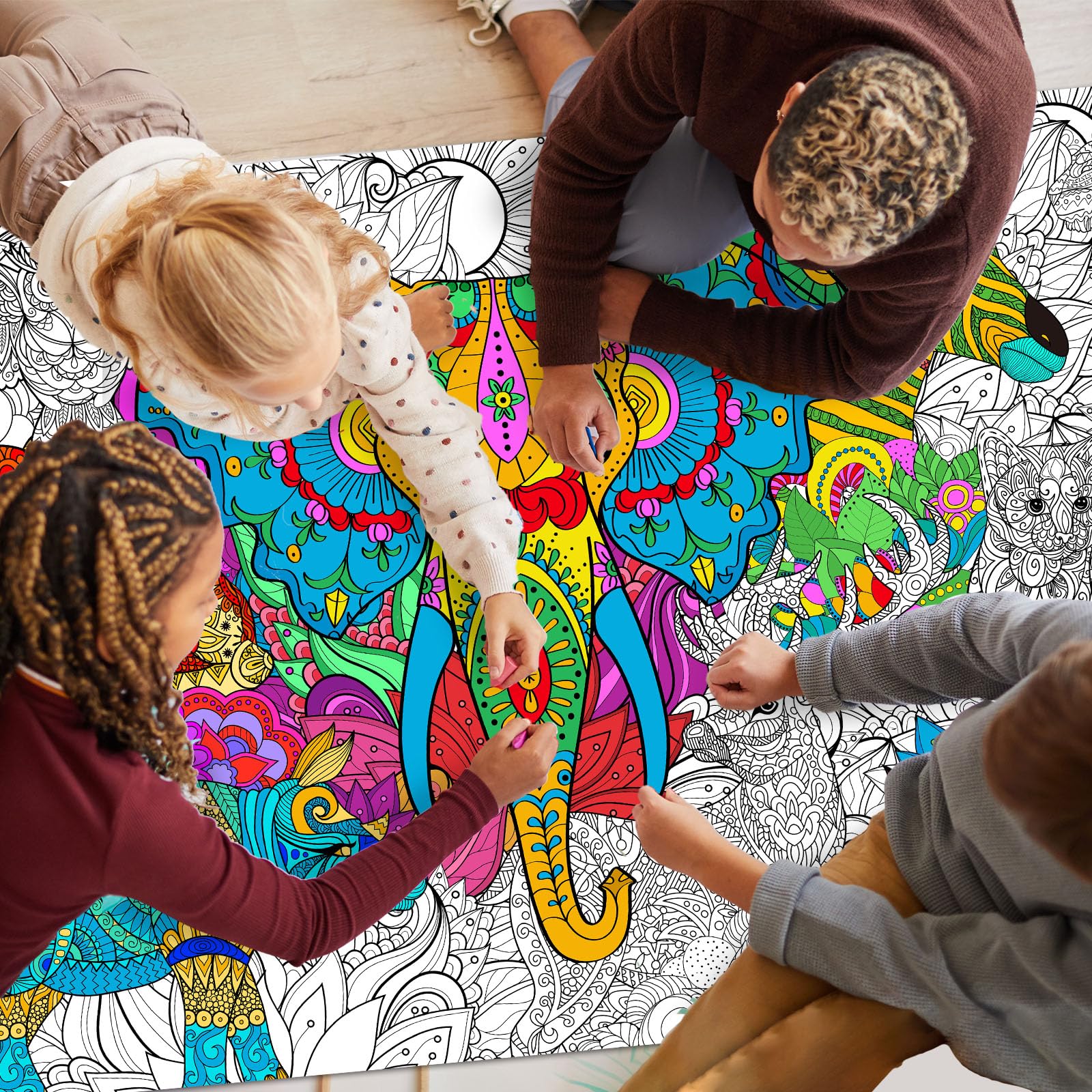 Naozinebi giant mandala lion poster bold wall centerpiece for kids.