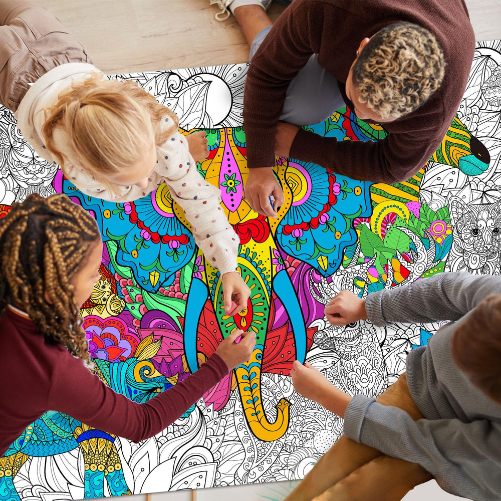 Naozinebi giant mandala lion poster bold wall centerpiece for kids.