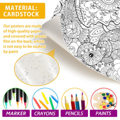 Naozinebi giant mandala rhino poster enhances group coloring activity.
