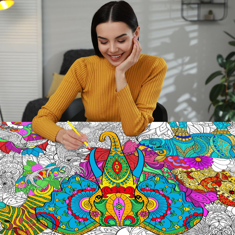 Naozinebi giant mandala zebra poster with rich patterns for DIY art.
