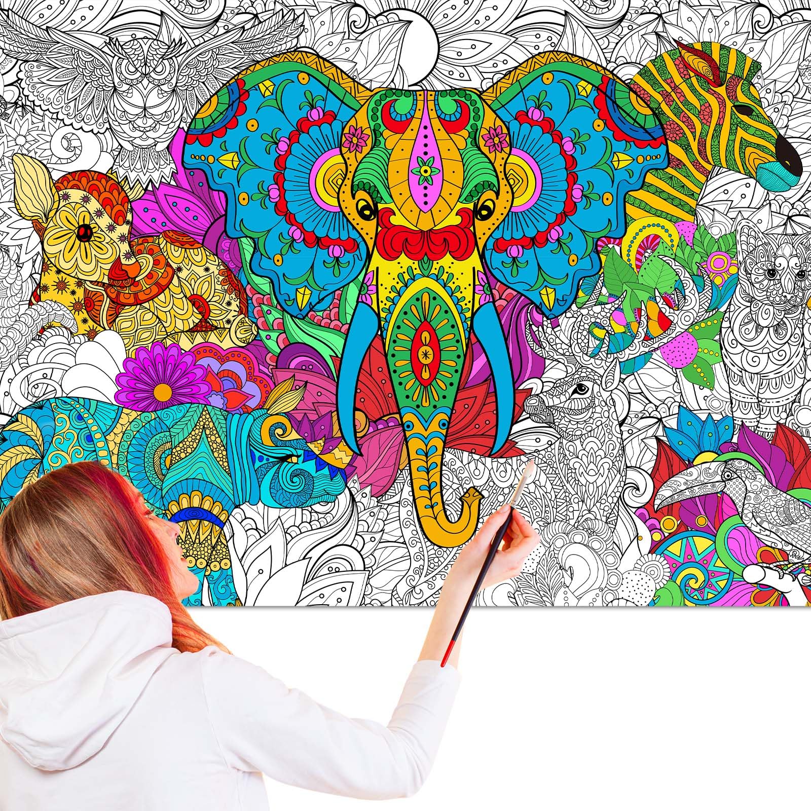 Naozinebi jumbo mandala tablecloth poster for party decor and art projects.