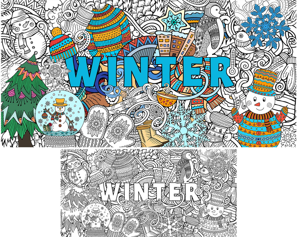 Naozinebi Giant Mandala Winter Poster for family coloring fun and creativity.