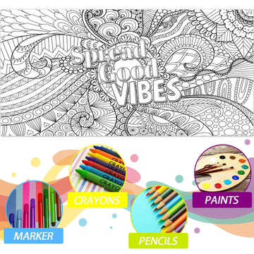Naozinebi giant mandala poster can be placed on walls, floors, or tables for coloring.