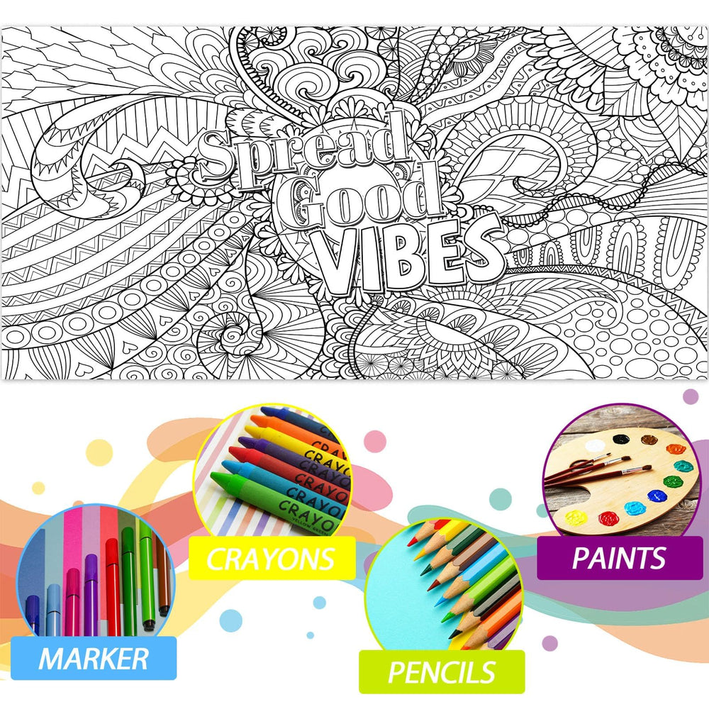 Naozinebi giant mandala poster can be placed on walls, floors, or tables for coloring.