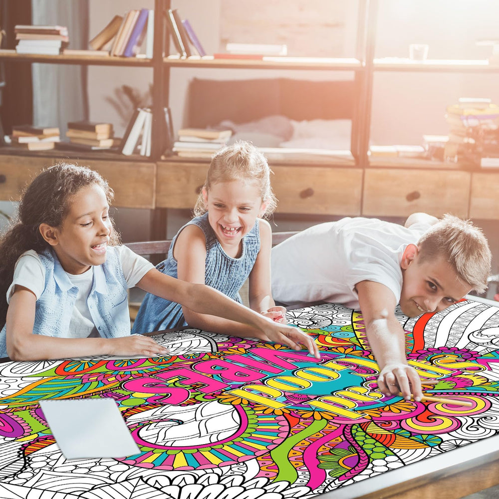 Naozinebi mandala poster with laminated back resists moisture during coloring.