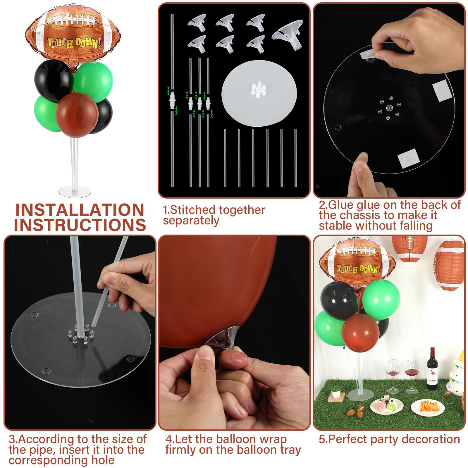 Naozinebi matte dark green balloons add a sleek stadium-inspired backdrop.
