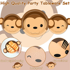 Naozinebi monkey-pattern plate closeup; thick and durable paper for serving.