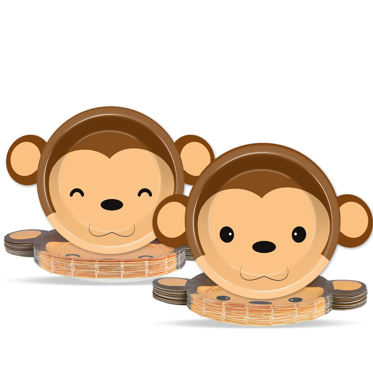 Naozinebi monkey plates style A 25pcs; vibrant jungle design for easy party setup.
