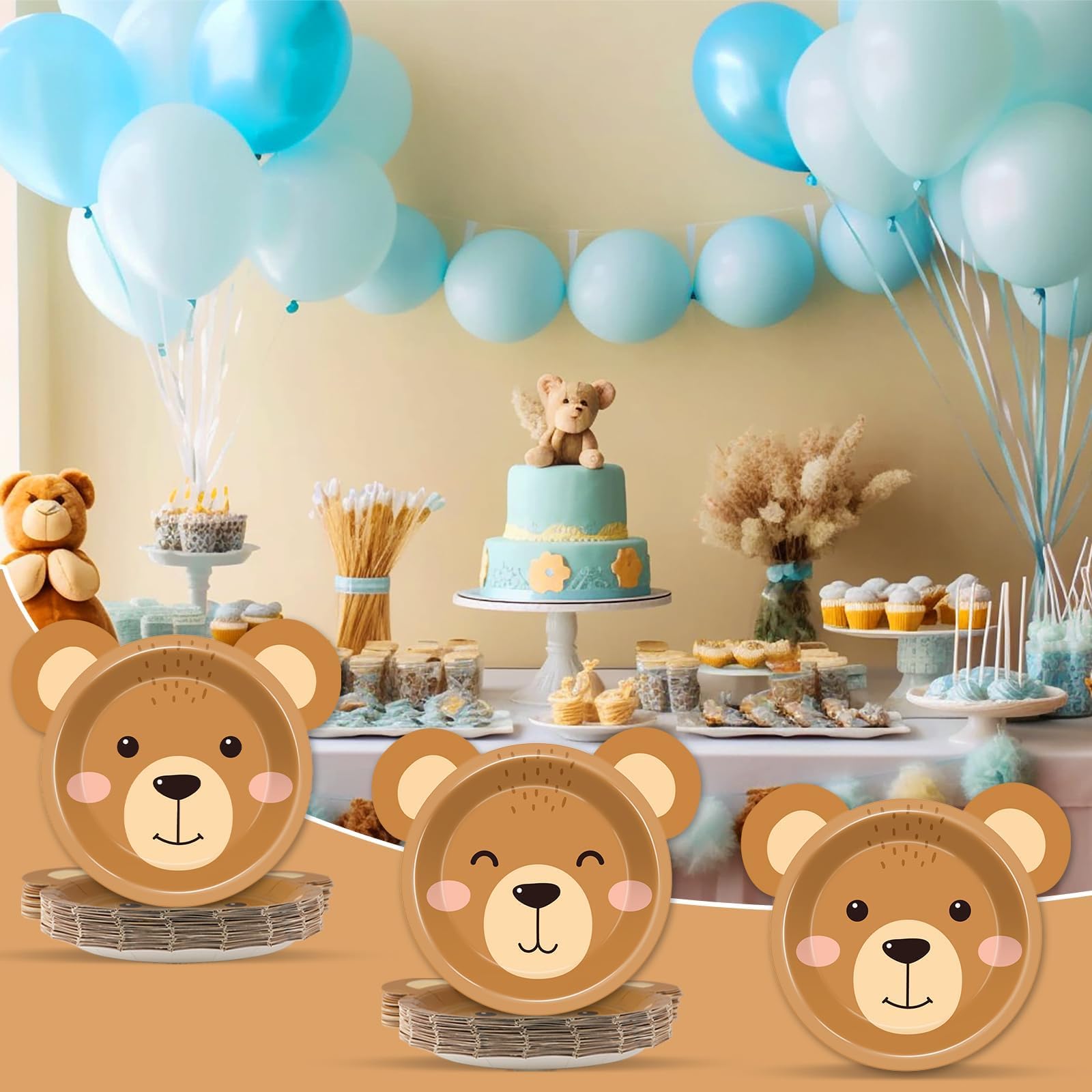Naozinebi bear party plates brighten tables and simplify post event cleanup.