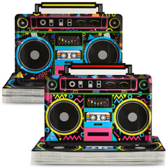 Naozinebi radio boombox plates with 80s design for nostalgic party decor