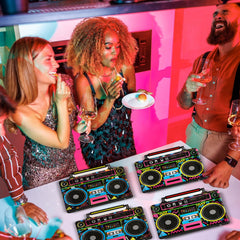 Naozinebi radio boombox plates two-design set ready for party setup
