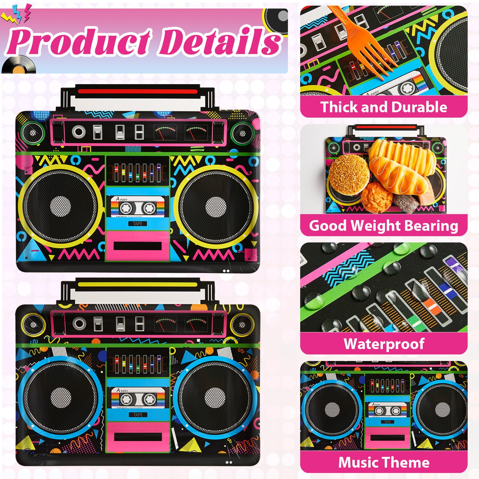 Naozinebi radio boombox plates thick heat-resistant paper for durable serving