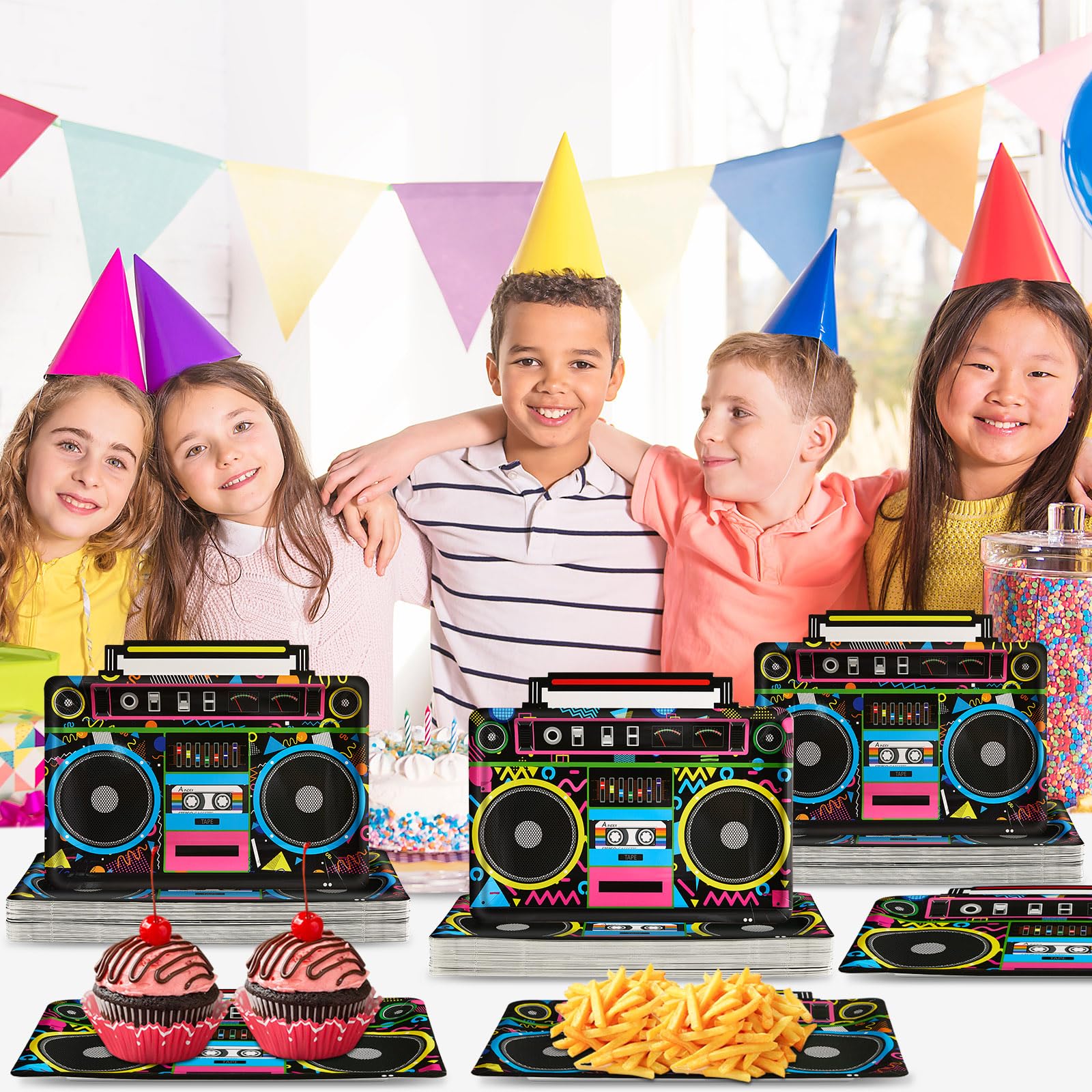 Naozinebi radio boombox plates party tableware for 80s/90s celebrations