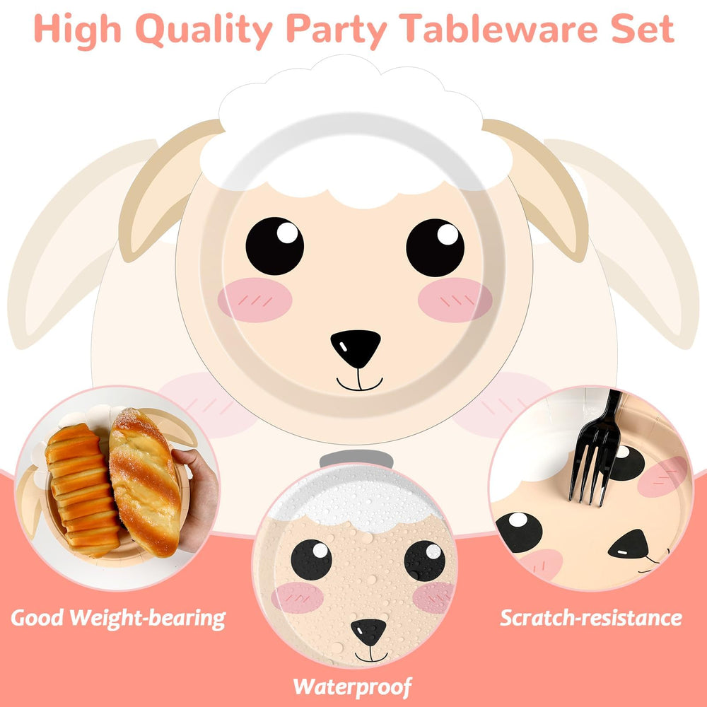Naozinebi sheep-shaped plates for kids' farm-themed birthdays