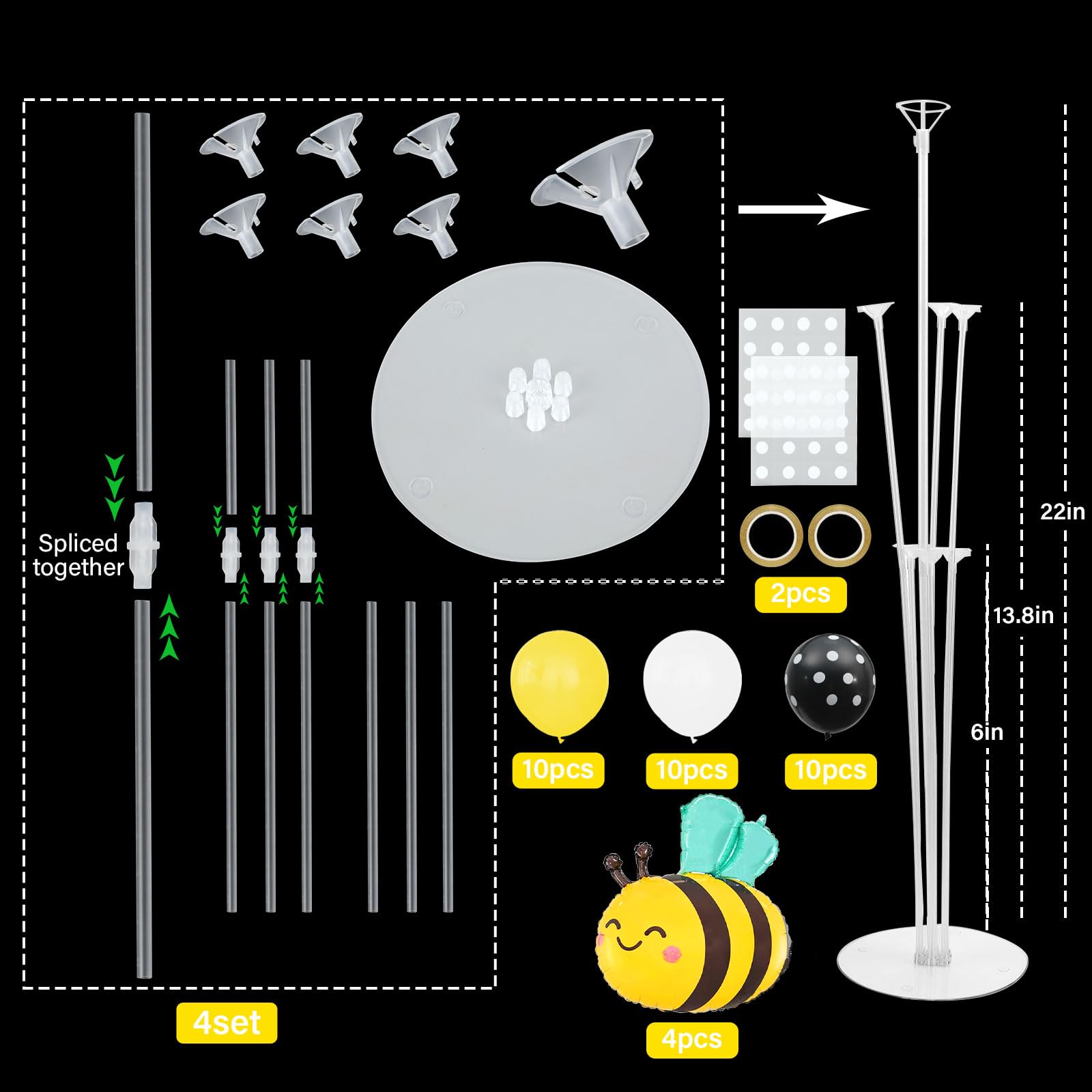 Naozinebi smile-face bee foil balloon adds playful focal point