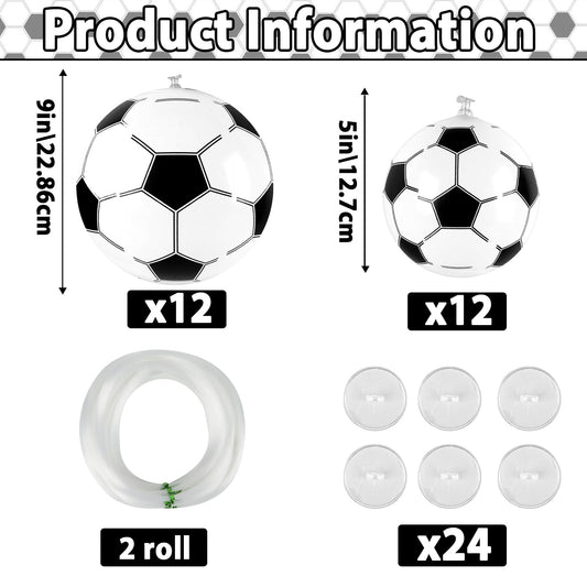 Naozinebi soccer beach balls with rope hooks for easy hanging decor at parties.