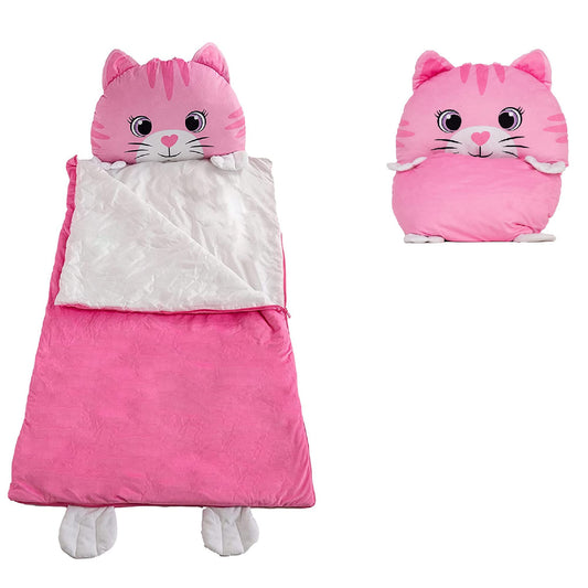 Nap Buddy cat-front view with cozy sleeping bag design.