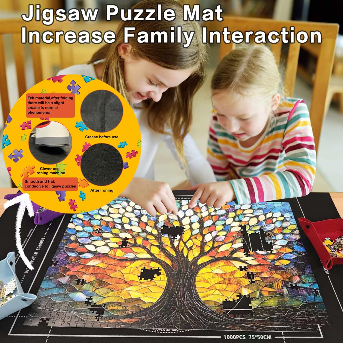 Napzy Puzzle Mat Rollup color trays help organized sorting