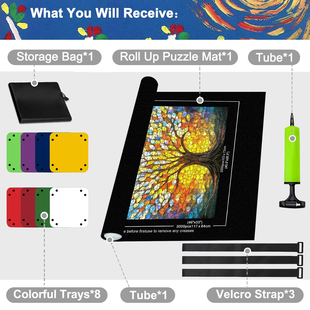 Napzy puzzle mat rollup allows pause and resume without losing progress.