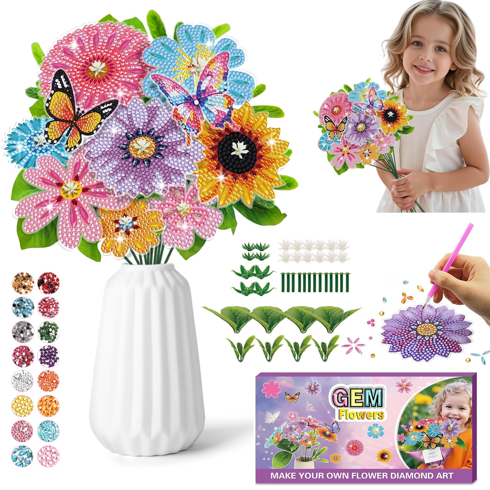 Nardoll gem art flower bouquet kit engages hands-on creativity with vibrant colors.