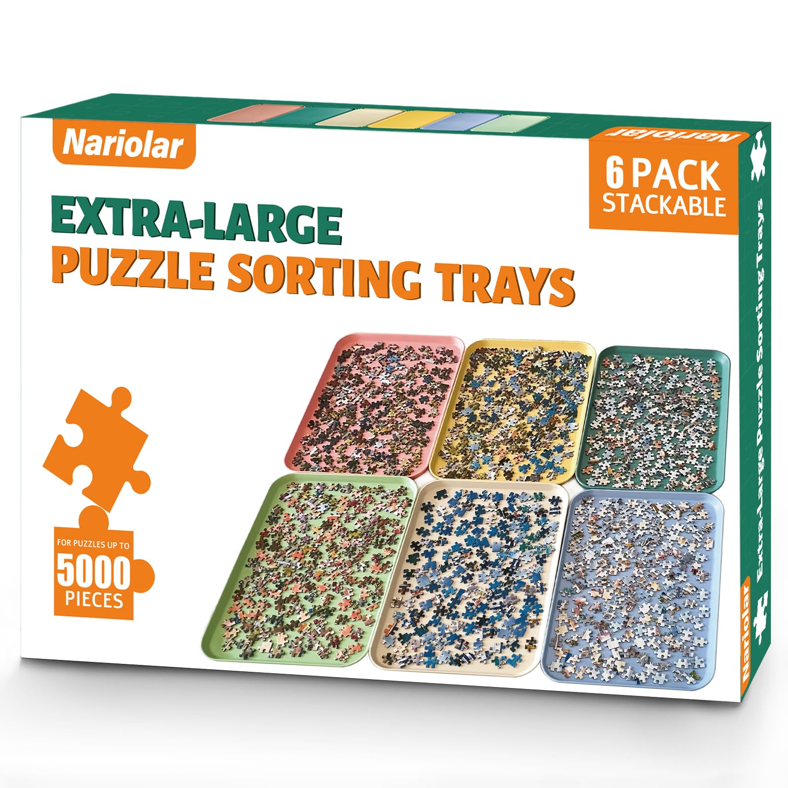 Nariolar stackable puzzle sorting trays keep large puzzles organized and tangle-free.