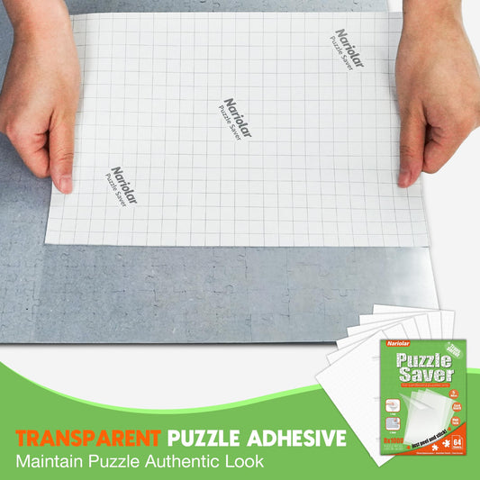 Nariolar Puzzle Saver Sheets back view showing strong adhesive that holds pieces.