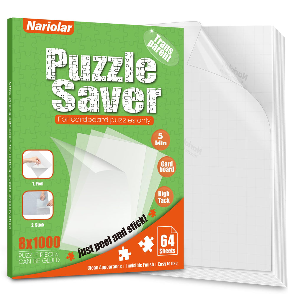Nariolar Puzzle Saver Sheets front view with crystal-clear preservation for display.