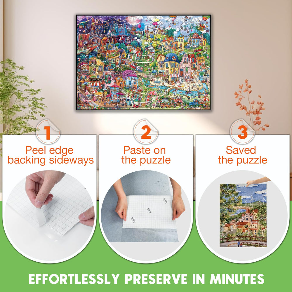 Nariolar Puzzle Saver Sheets gridlines for easy cutting and precise placement.