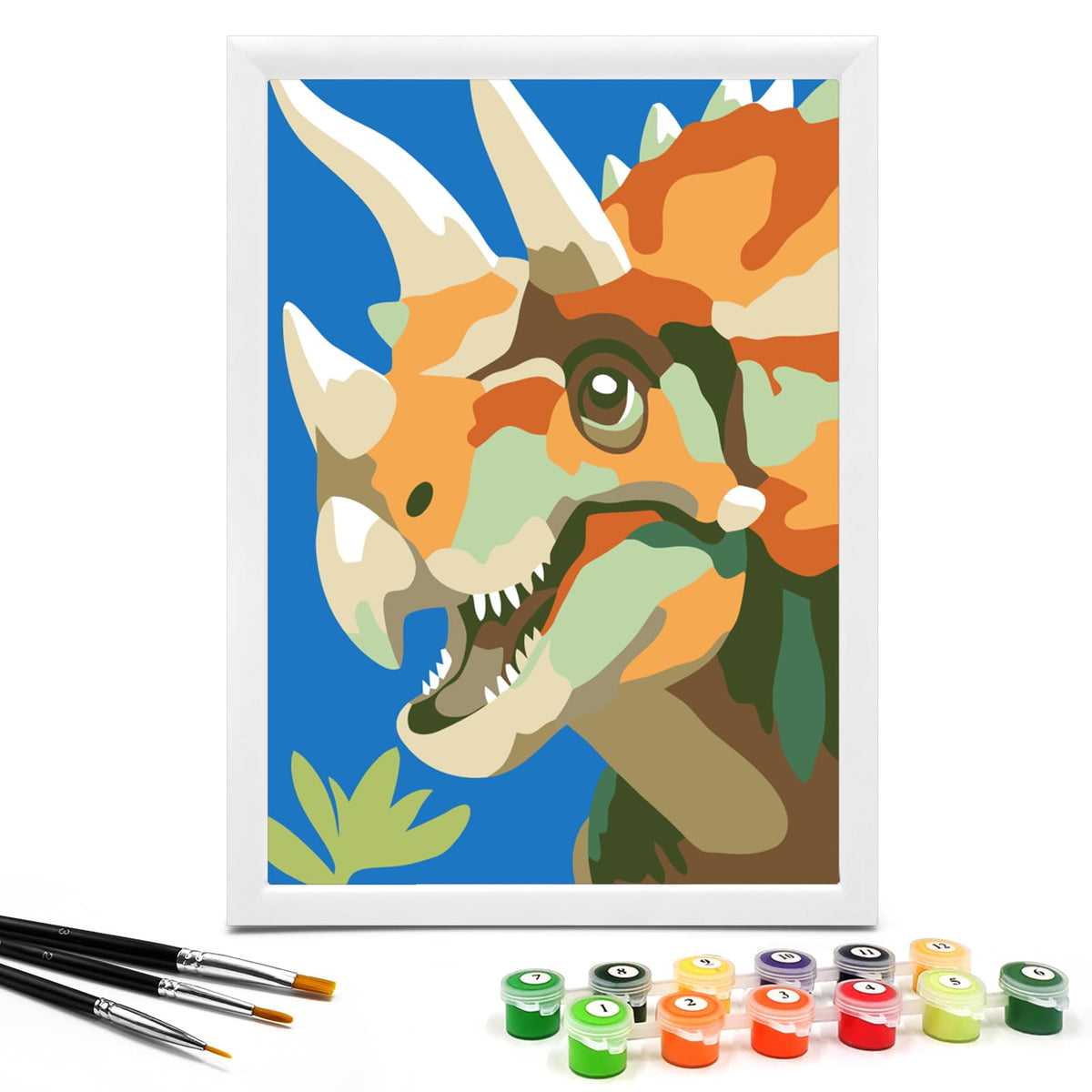 Nariolar Triceratops paint by numbers kit with vibrant colors sparks creativity