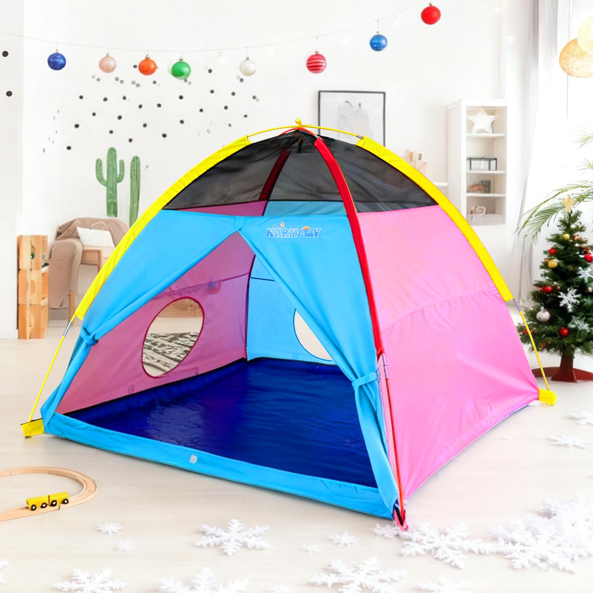 NARMAY Play Tent color-coated fiberglass poles for sturdy assembly