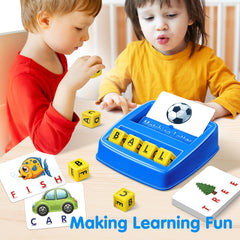 Word cards and cubes enable collaborative play at home