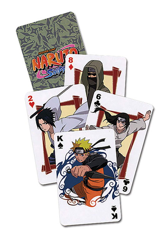 Naruto Shippuden playing cards deck, front view, officially licensed for authentic gameplay.