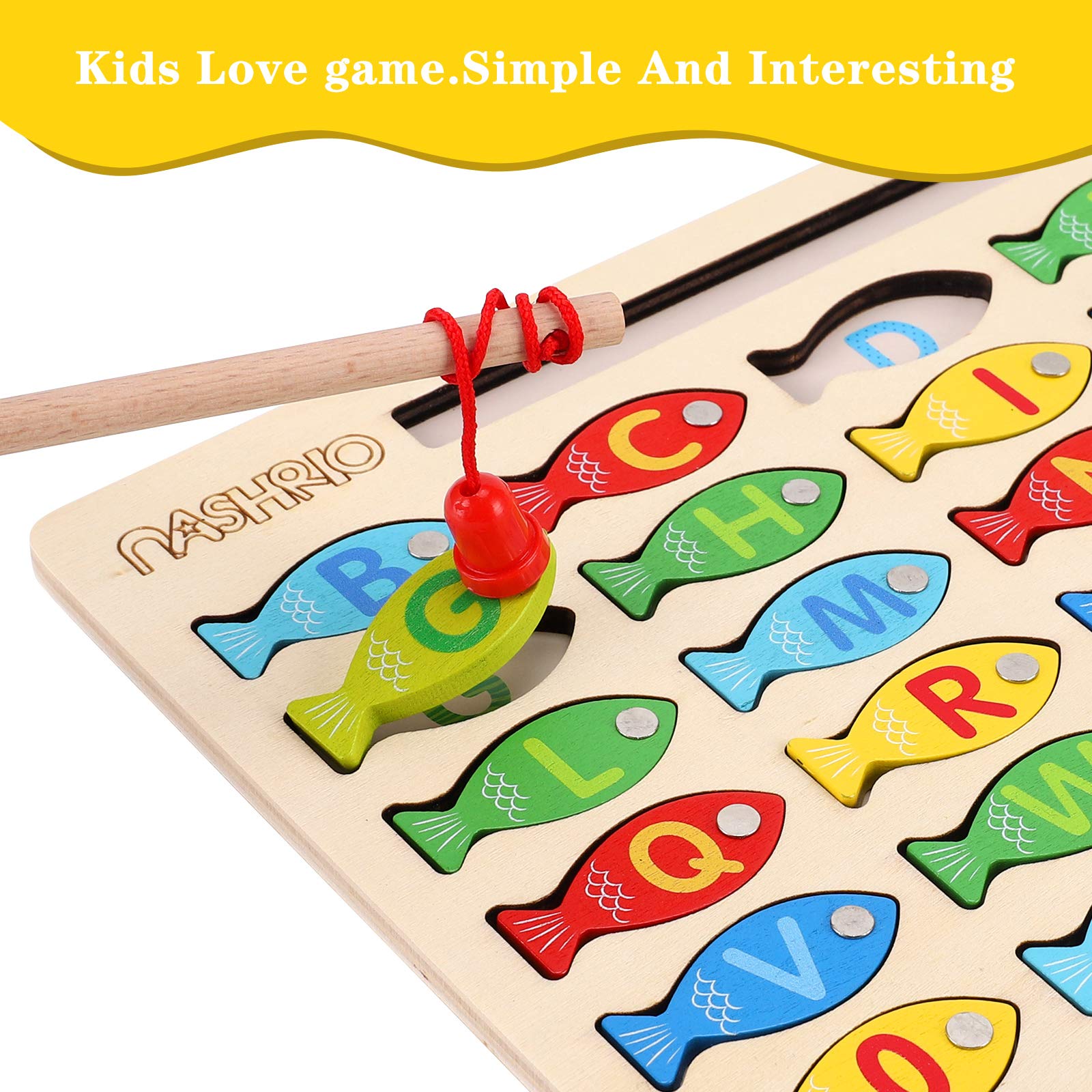 NASHRIO child catching fish with magnetic pole promotes hand-eye coordination.