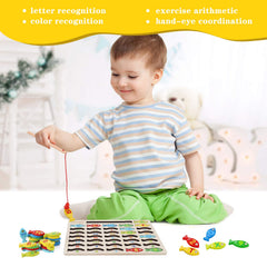 NASHRIO wooden fishing game supports fine motor skills and color recognition.