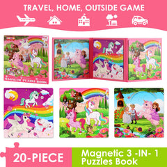 NASHRIO travel-friendly 20pc magnetic puzzle set for cars and planes.