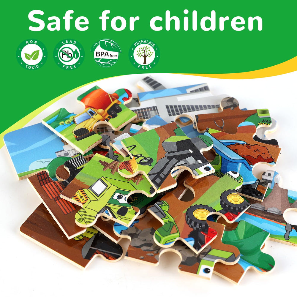 NASHRIO wooden transportation puzzle car promotes logical thinking and hand-eye coordination