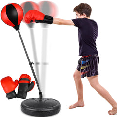 NATGGZ height-adjustable kids' boxing bag with gloves enhances coordination.