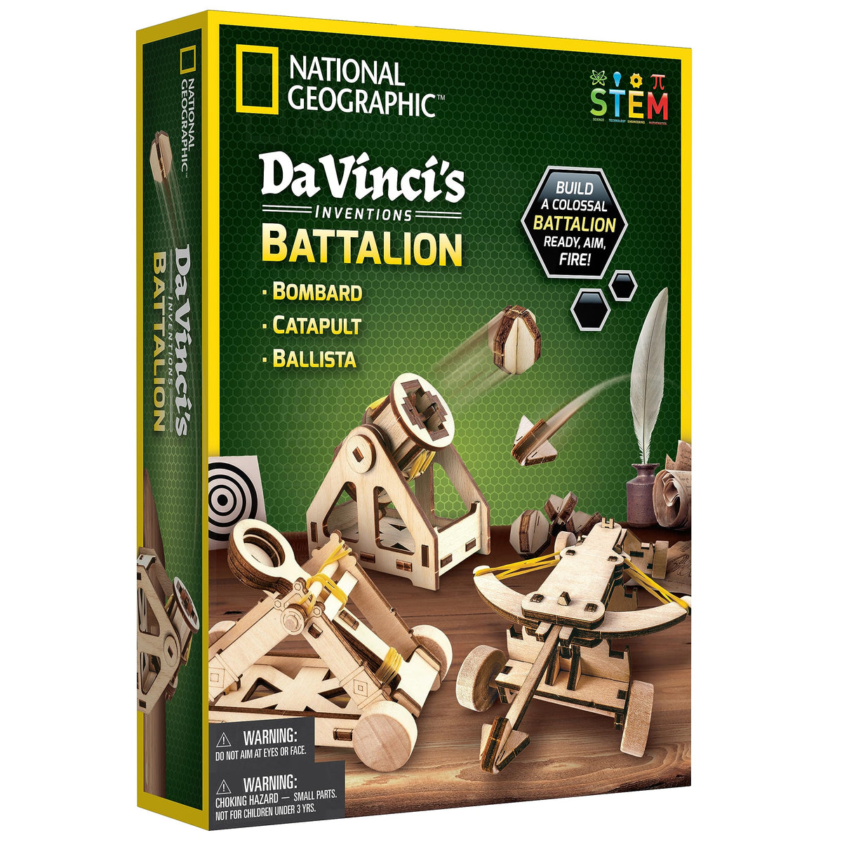National Geographic Da Vinci ballista with wooden frame for hands-on engineering play.